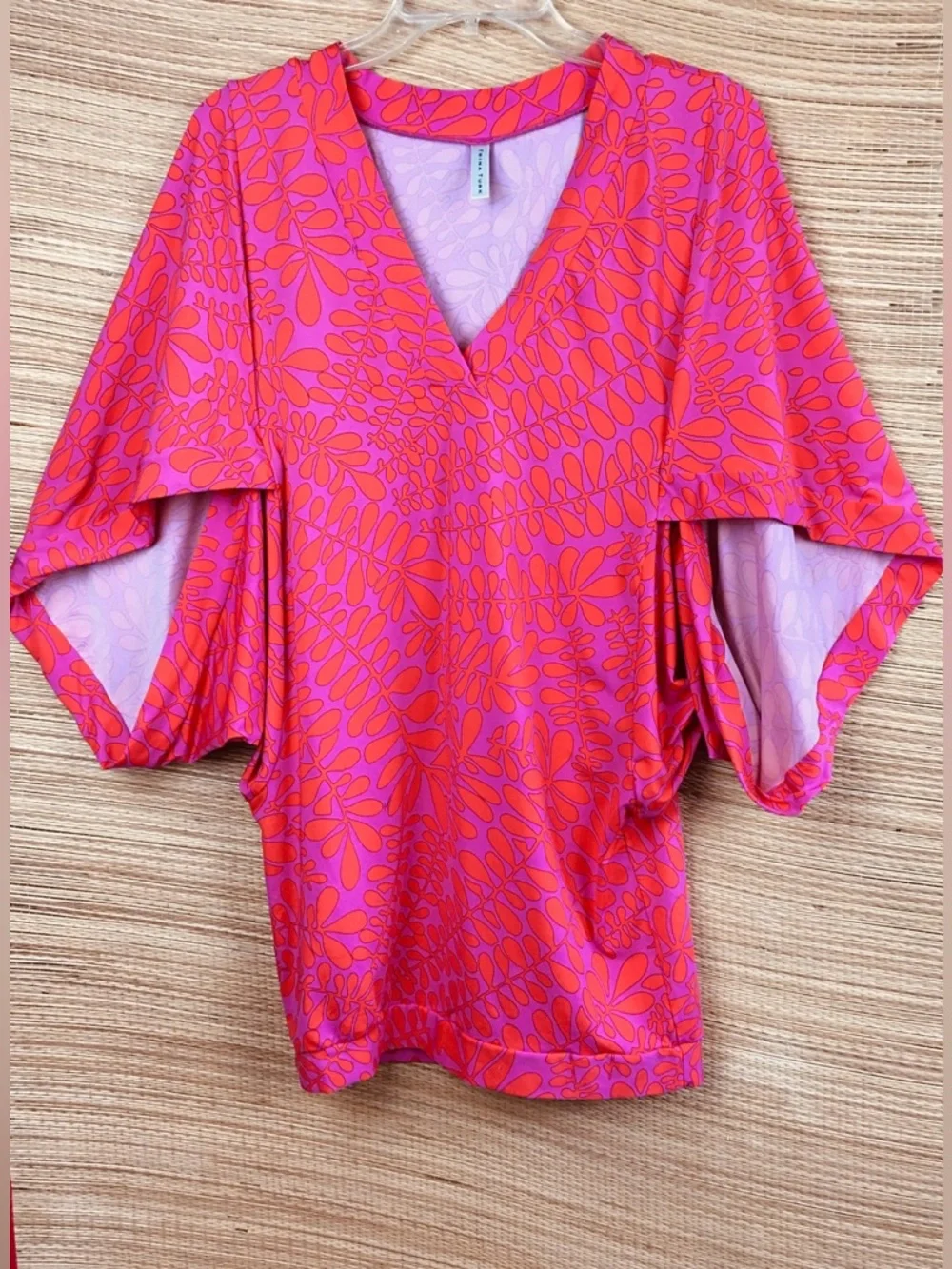 Trina Turk Trellis Caftan Dress Cover up in Petra Floral Pink Orange Size M